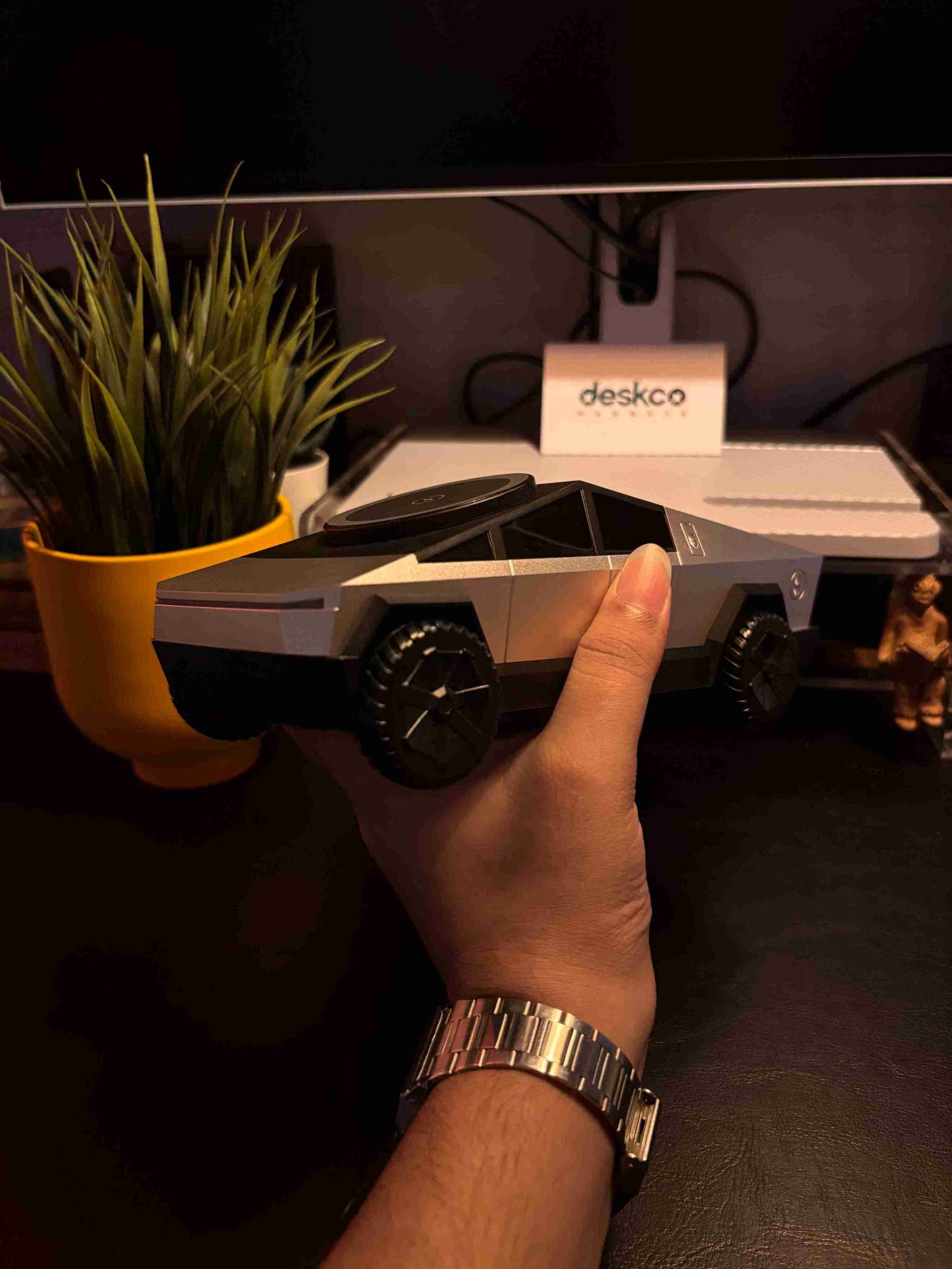 Cybertruck-Like 3-in-1 Wireless Charging Station, Desktop Decor