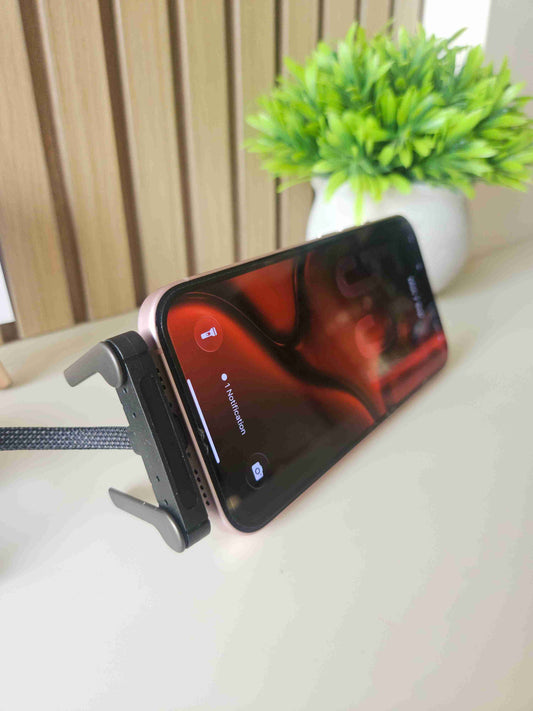 Deskco Foldable Phone Stand Charging Cable Braided Type-C Black