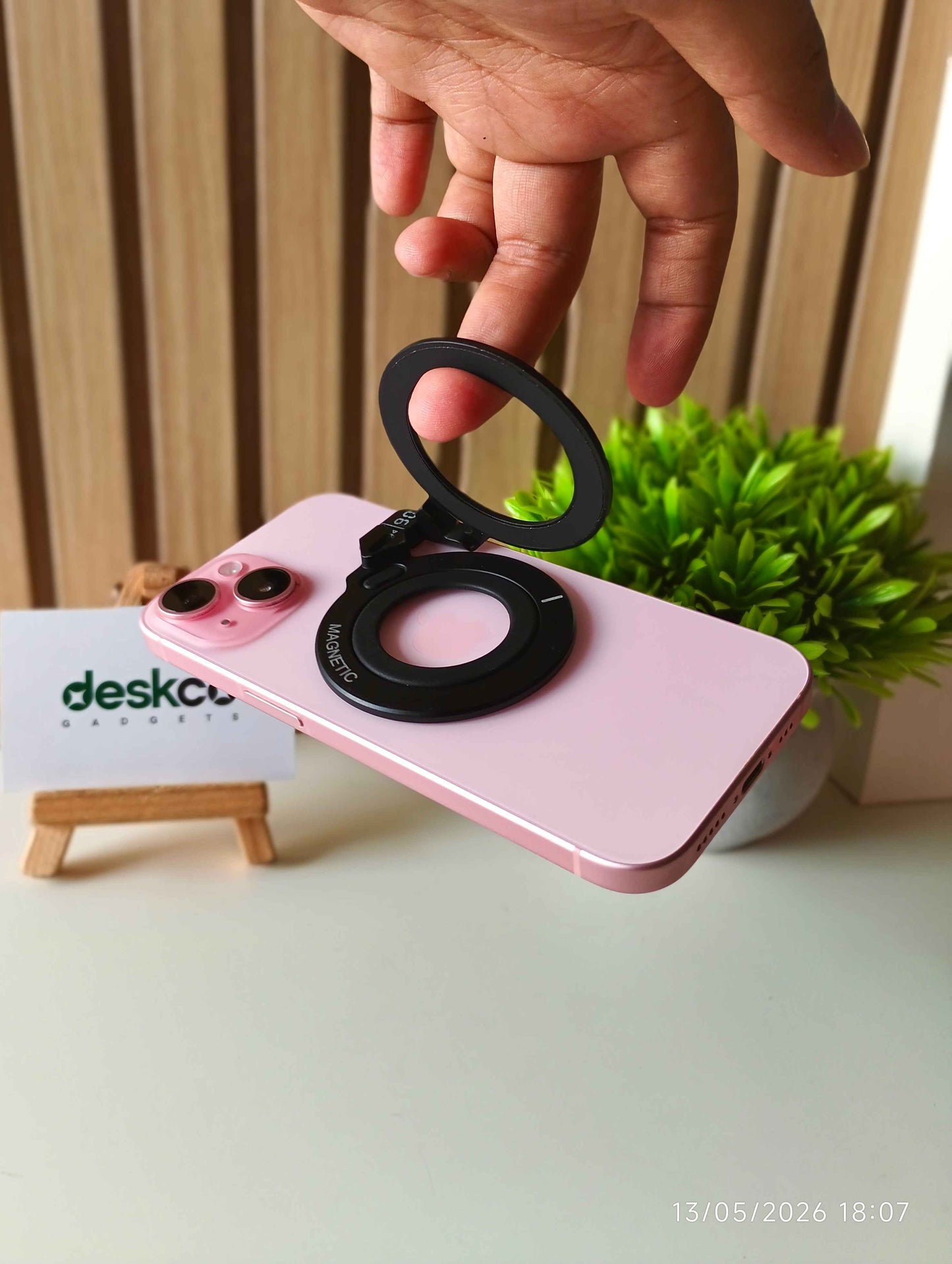 Deskco MagHover 360 | Premium Dual-Ring Magnetic Phone Stand & Grip | Comes with Magnetic Rings
