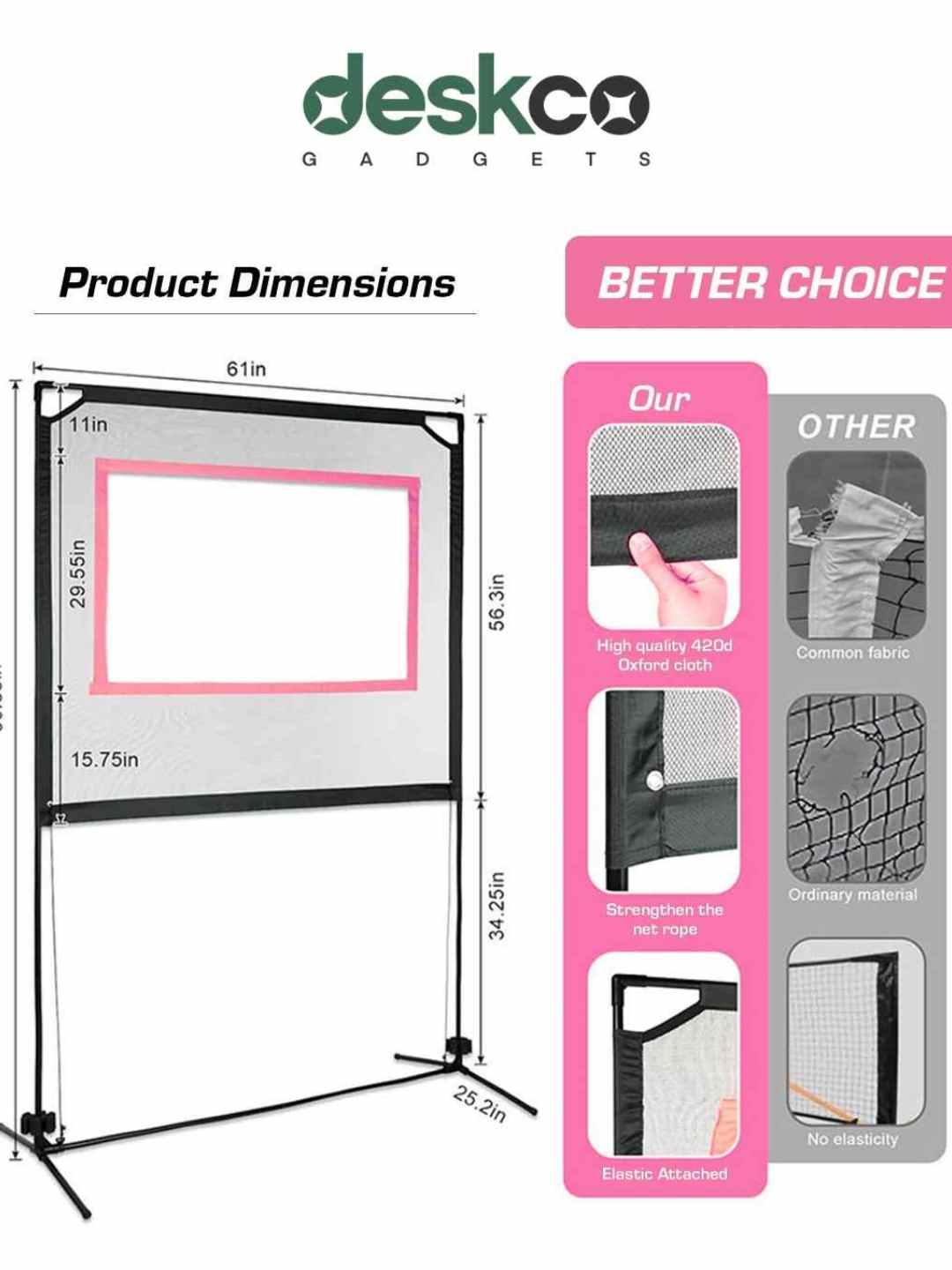 PopMinton by Deskco Portable Badminton, Pickleball, Tennis Net Set Indoor and Outdoor Pro Match Edition