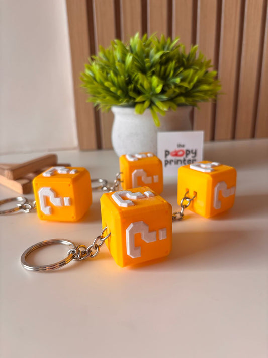 Retro Video Game Mystery Block 3D Printed Keychain