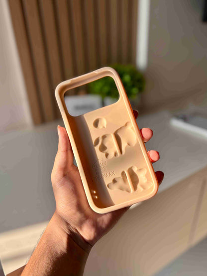 Balloon Pups 3D Puppy iPhone Case | Cute Kawaii Silicone Cover with Raised Dog Figures | Beige