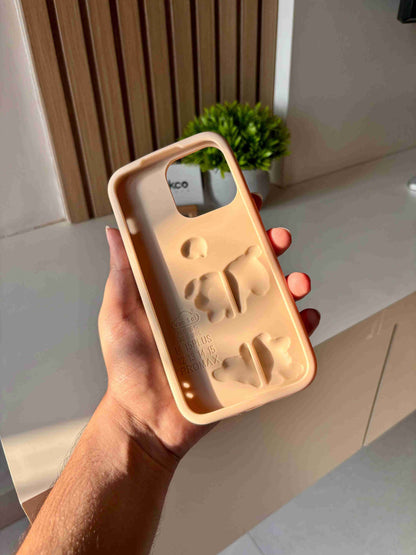 Balloon Pups 3D Puppy iPhone Case | Cute Kawaii Silicone Cover with Raised Dog Figures | Beige