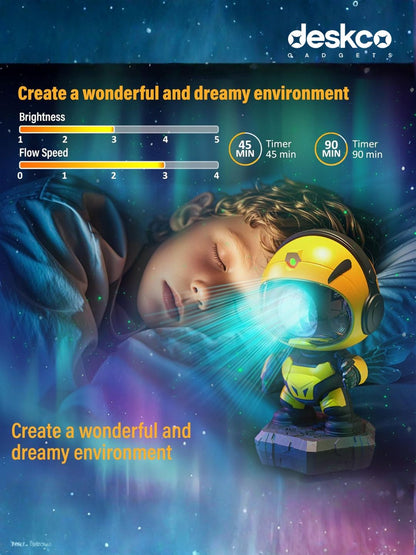 Deskco DreamBee Astronaut Star Projector and Speaker | Mecha Star Projector & Bluetooth Speaker