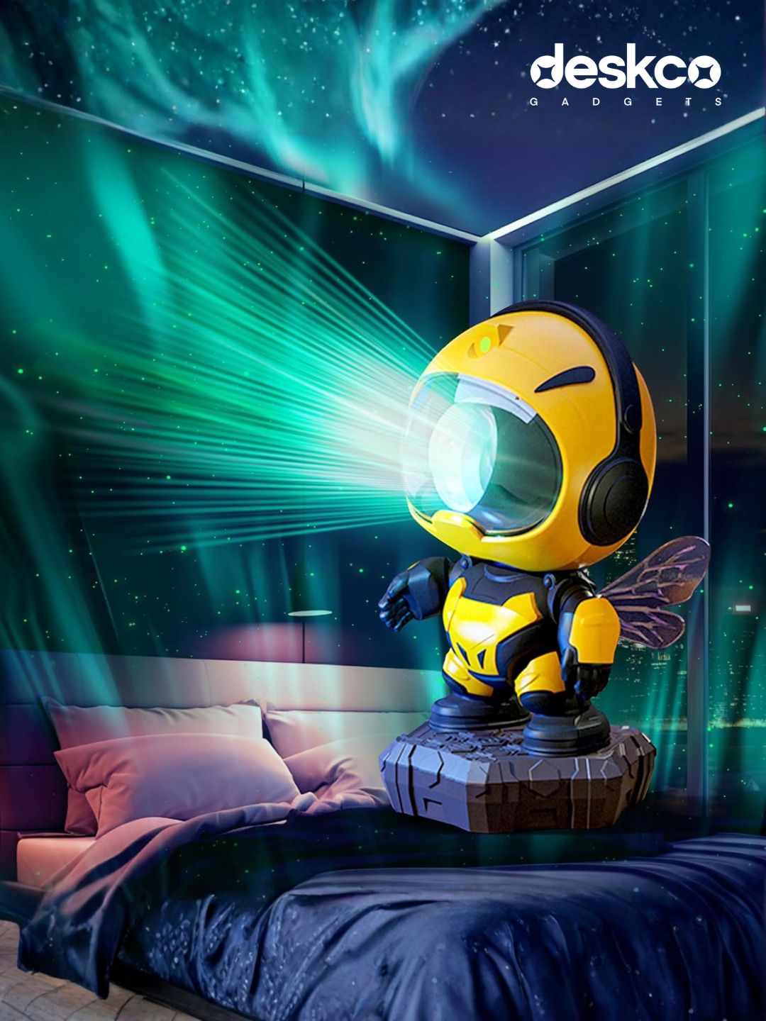 Deskco DreamBee Astronaut Star Projector and Speaker | Mecha Star Projector & Bluetooth Speaker
