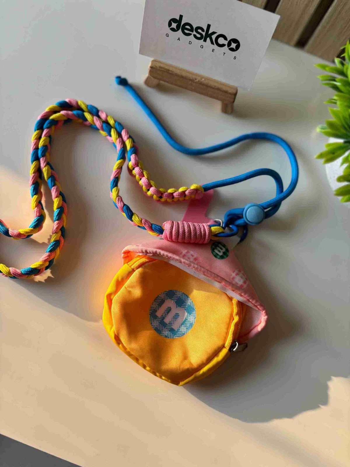 Deskco Crossbody Phone Strap / Sling bag Woven with Coin / Airpods, Earbuds Pouch Multicolor