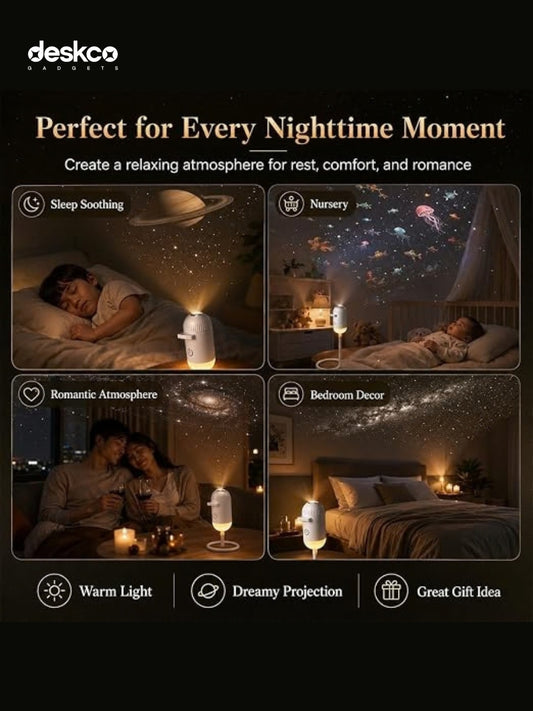 Deskco Galaxy Projector Night Light 6 Projection Slides, 360 Flexible USB Neck