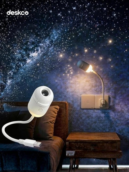 Deskco Galaxy Projector Night Light 6 Projection Slides, 360 Flexible USB Neck
