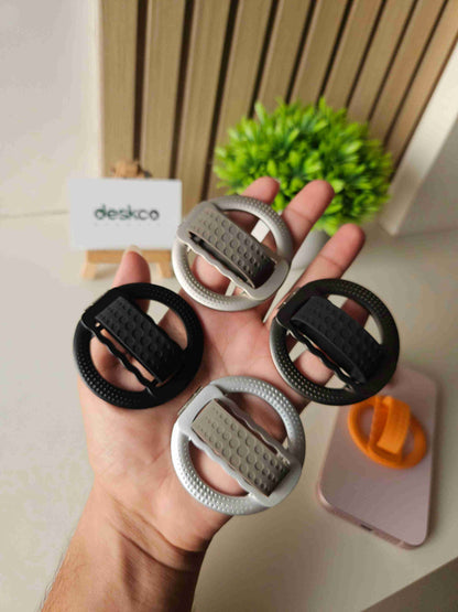 Deskco MagSafe Metallic Phone Grip Stand with Silicone Strap (Premium Zinc Alloy)
