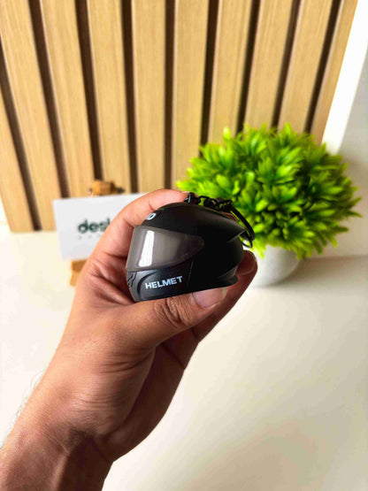 Deskco Mini Motorcycle Helmet Keychain Built-In LED Light Black