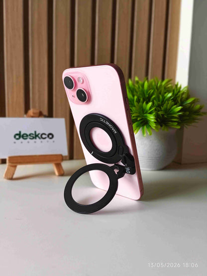 Deskco MagHover 360 | Premium Dual-Ring Magnetic Phone Stand & Grip | Comes with Magnetic Rings