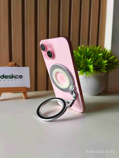 Deskco MagHover 360 | Premium Dual-Ring Magnetic Phone Stand & Grip | Comes with Magnetic Rings