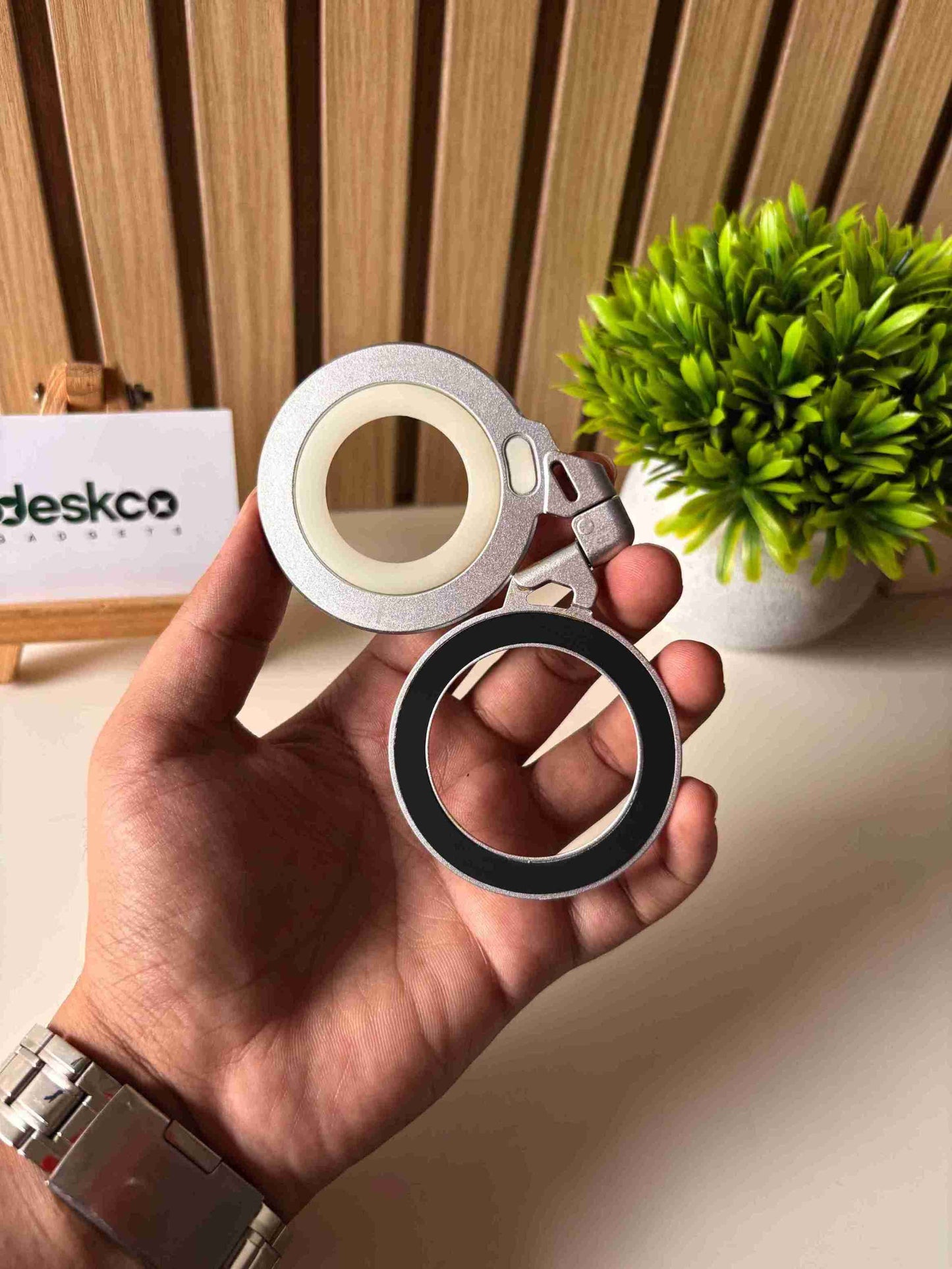 Deskco MagHover 360 | Premium Dual-Ring Magnetic Phone Stand & Grip | Comes with Magnetic Rings