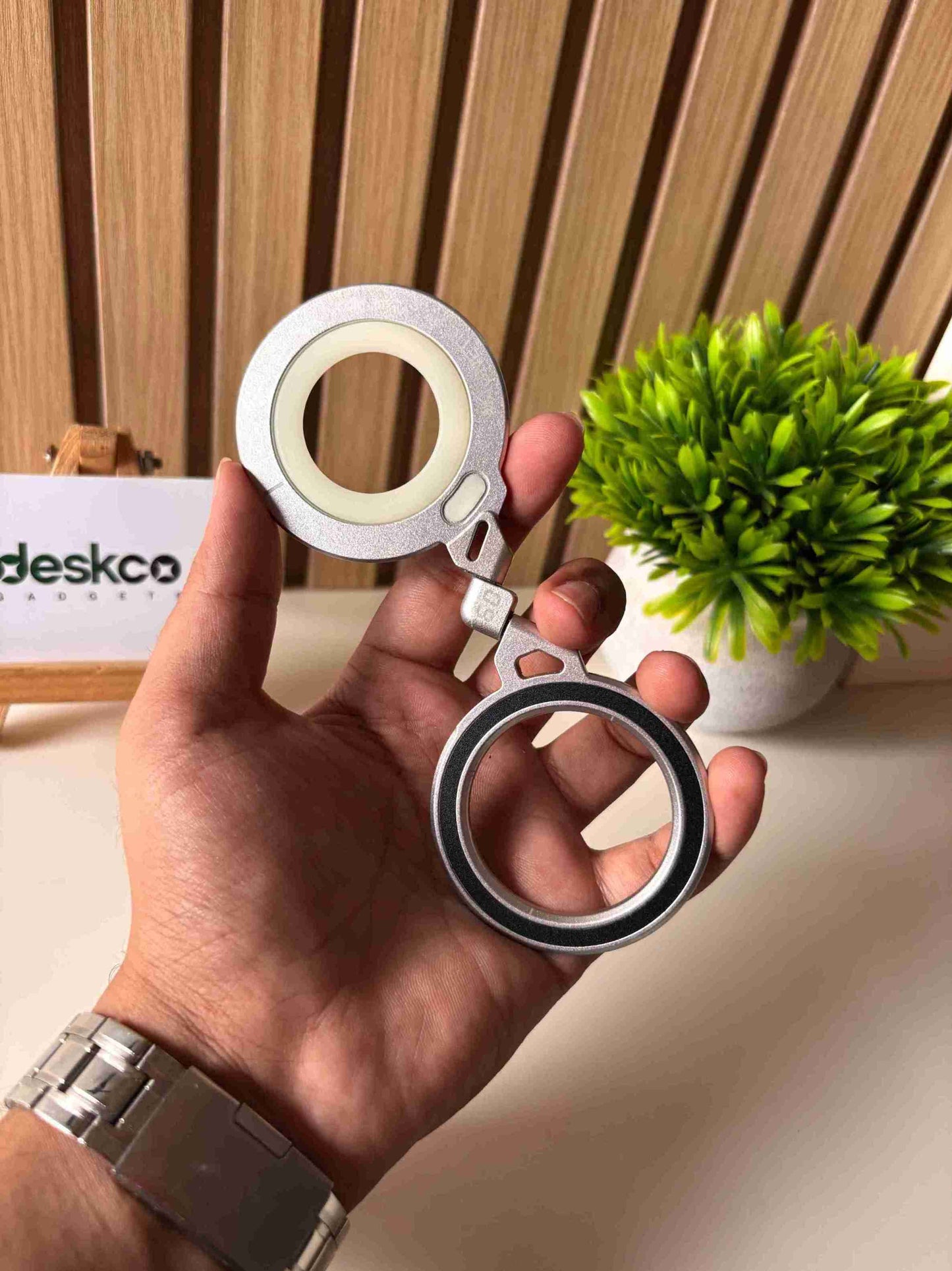 Deskco MagHover 360 | Premium Dual-Ring Magnetic Phone Stand & Grip | Comes with Magnetic Rings