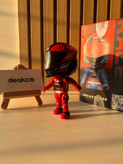 2-in-1 Die-Cast Helmet Racer Action Figure Desk Toy