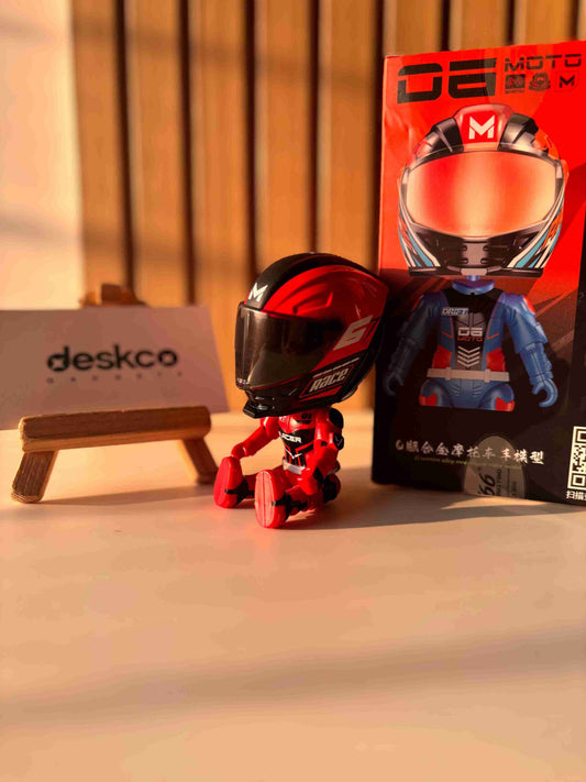 2-in-1 Die-Cast Helmet Racer Action Figure Desk Toy