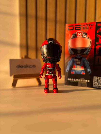 2-in-1 Die-Cast Helmet Racer Action Figure Desk Toy