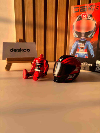 2-in-1 Die-Cast Helmet Racer Action Figure Desk Toy