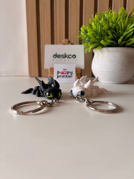 Magnetic Fantasy Dragon Couple 3D Printed Keychains