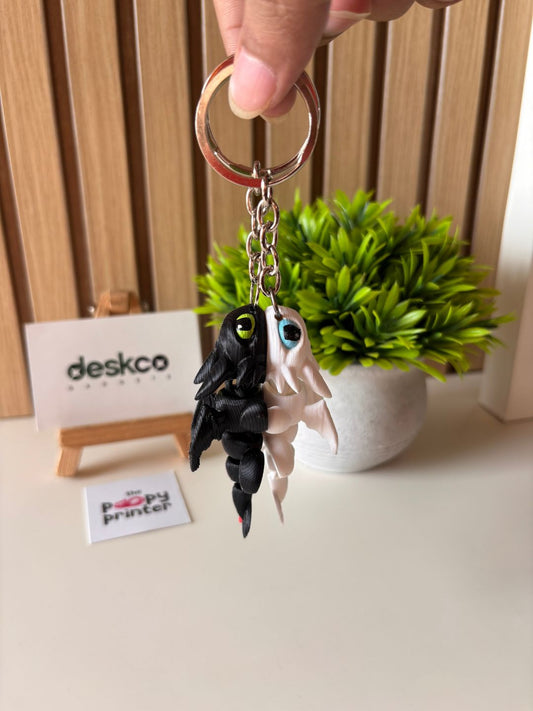 Magnetic Fantasy Dragon Couple 3D Printed Keychains
