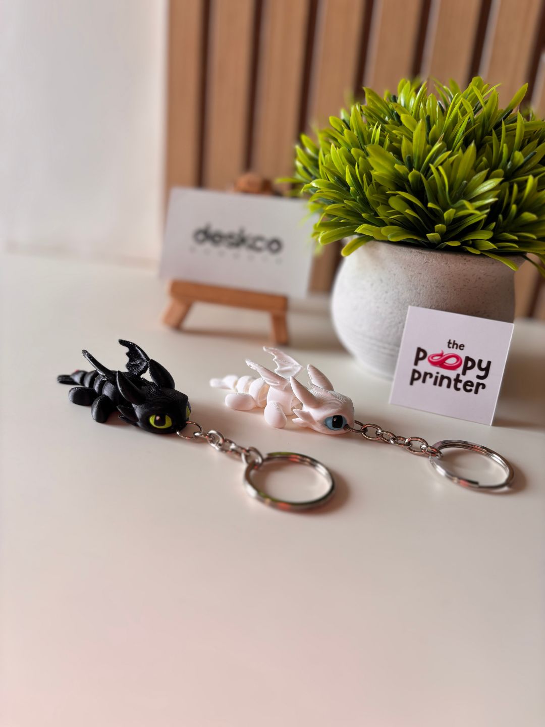 Magnetic Fantasy Dragon Couple 3D Printed Keychains