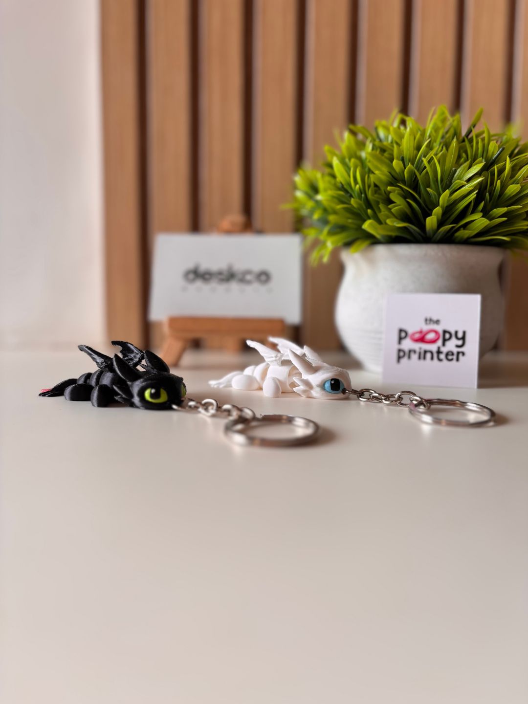 Magnetic Fantasy Dragon Couple 3D Printed Keychains