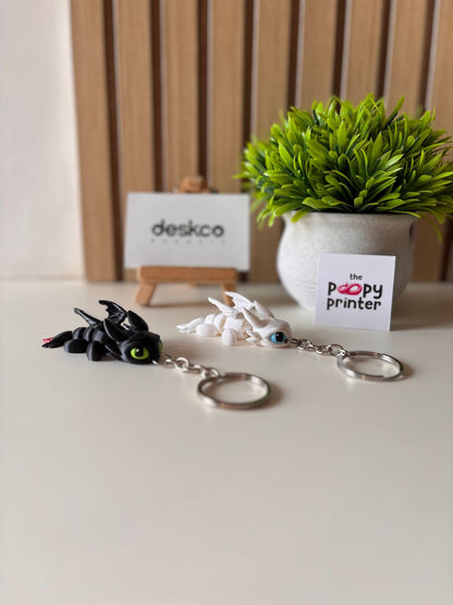 Magnetic Fantasy Dragon Couple 3D Printed Keychains