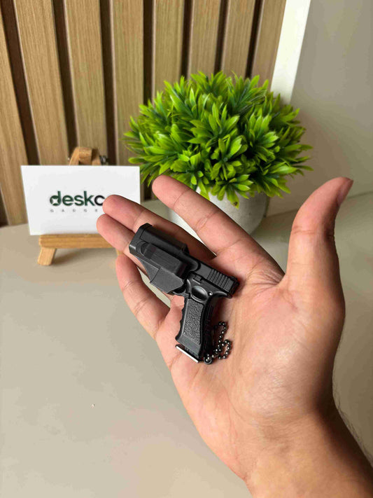 1:3 Scale Metal Glock Gun Miniature Pistol Model Keychain with Slide Action and Holster