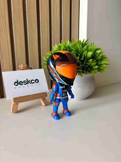 2-in-1 Die-Cast Bike Helmet Racer Action Figure Desk Toy