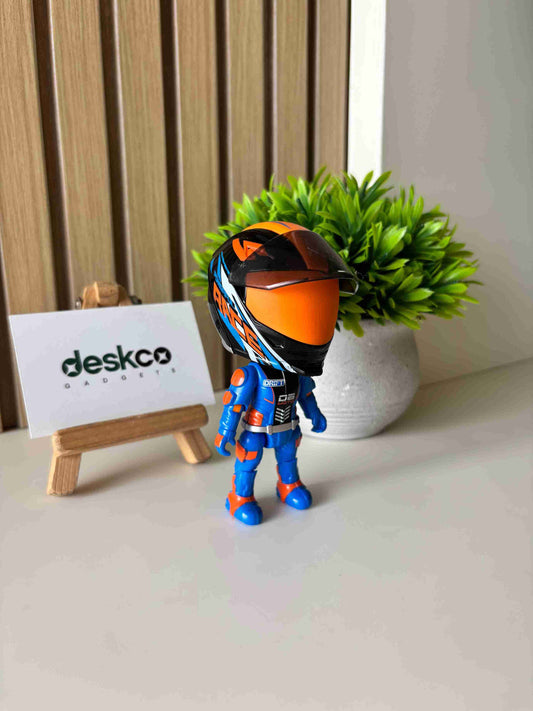 2-in-1 Die-Cast Bike Helmet Racer Action Figure Desk Toy