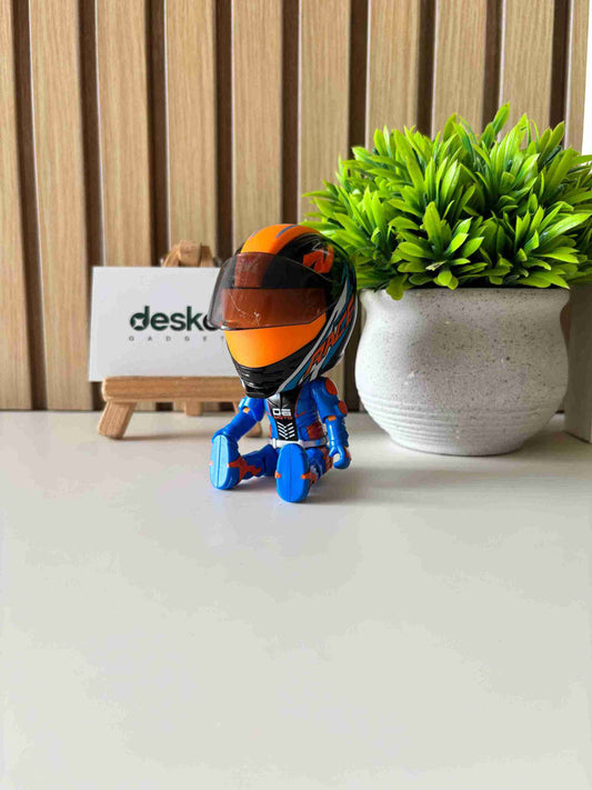 2-in-1 Die-Cast Bike Helmet Racer Action Figure Desk Toy