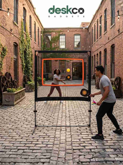 PopMinton by Deskco Portable Badminton, Pickleball, Tennis Net Set Indoor and Outdoor Pro Match Edition