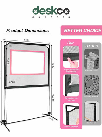 PopMinton by Deskco Portable Badminton, Pickleball, Tennis Net Set Indoor and Outdoor Pro Match Edition