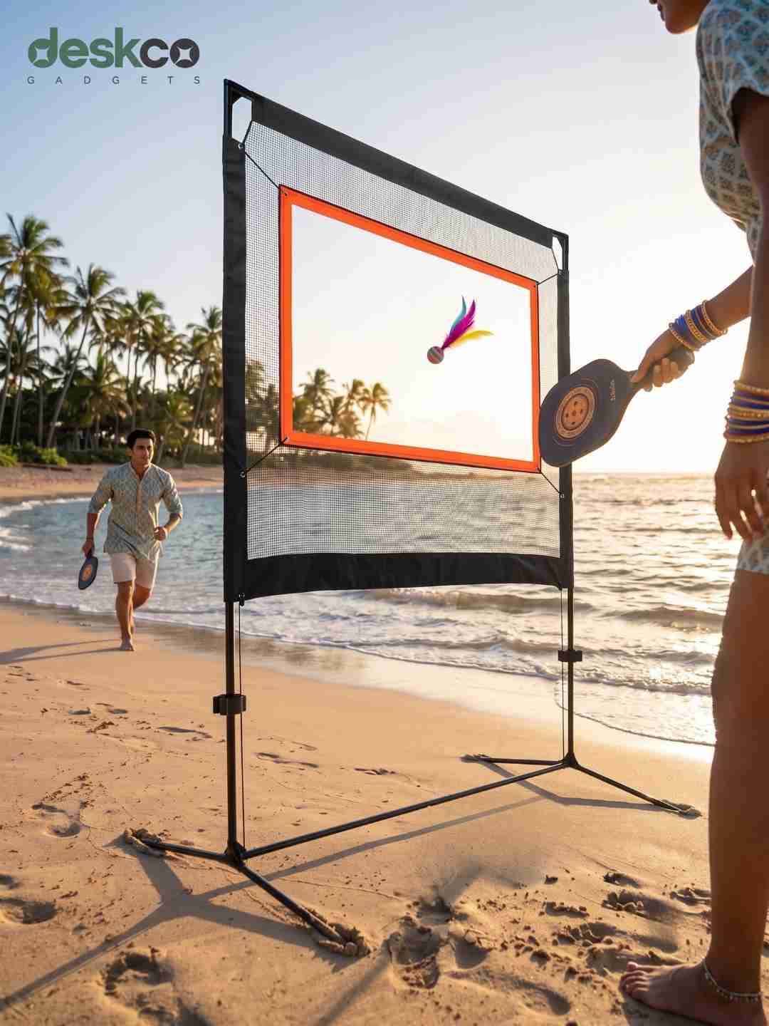 PopMinton by Deskco Portable Badminton, Pickleball, Tennis Net Set Indoor and Outdoor Pro Match Edition