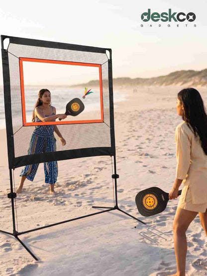 PopMinton by Deskco Portable Badminton, Pickleball, Tennis Net Set Indoor and Outdoor Pro Match Edition