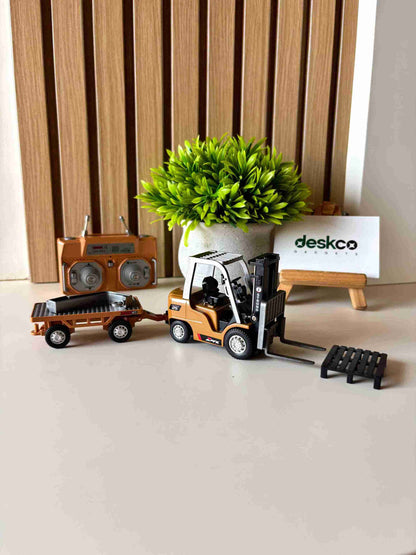 1:64 Scale Premium RC Forklift with Attachments | Desktop RC Construction/Warehouse Combo