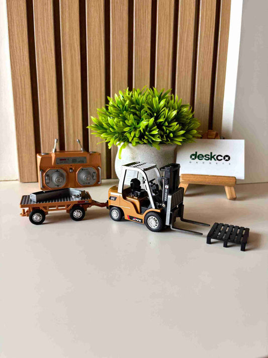 1:64 Scale Premium RC Forklift with Attachments | Desktop RC Construction/Warehouse Combo