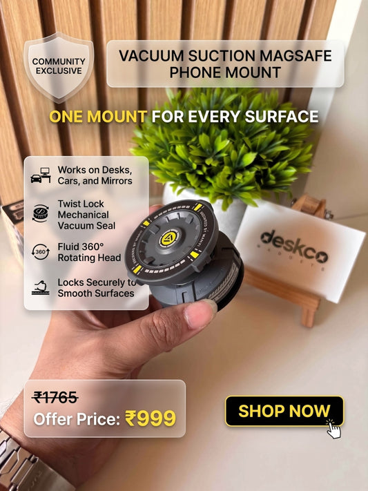 Deskco Vacuum Suction Magnetic Phone Mount Stand with 360 Rotation Matte Grey