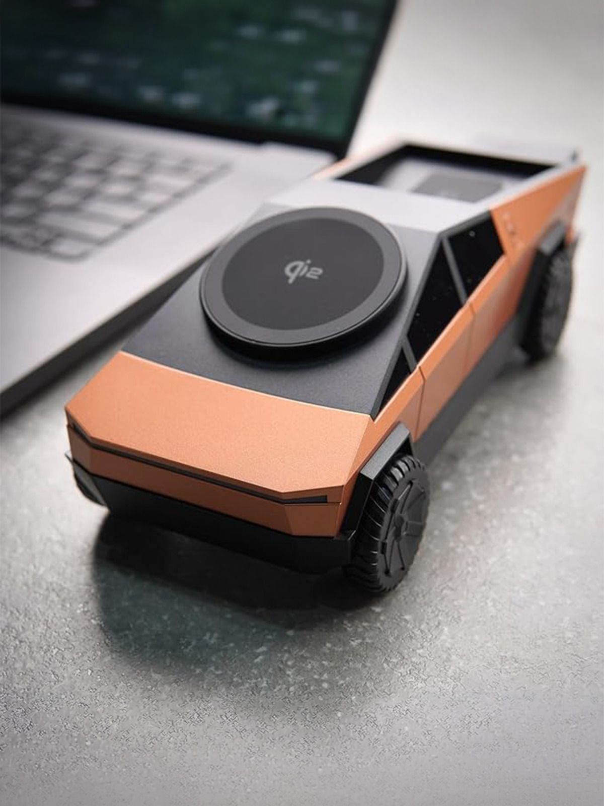 QI2 3-in-1 Wireless Charging Station | Cybertruck-Inspired Fast Charging Dock for iPhone, Android, Apple Watch & Earbuds