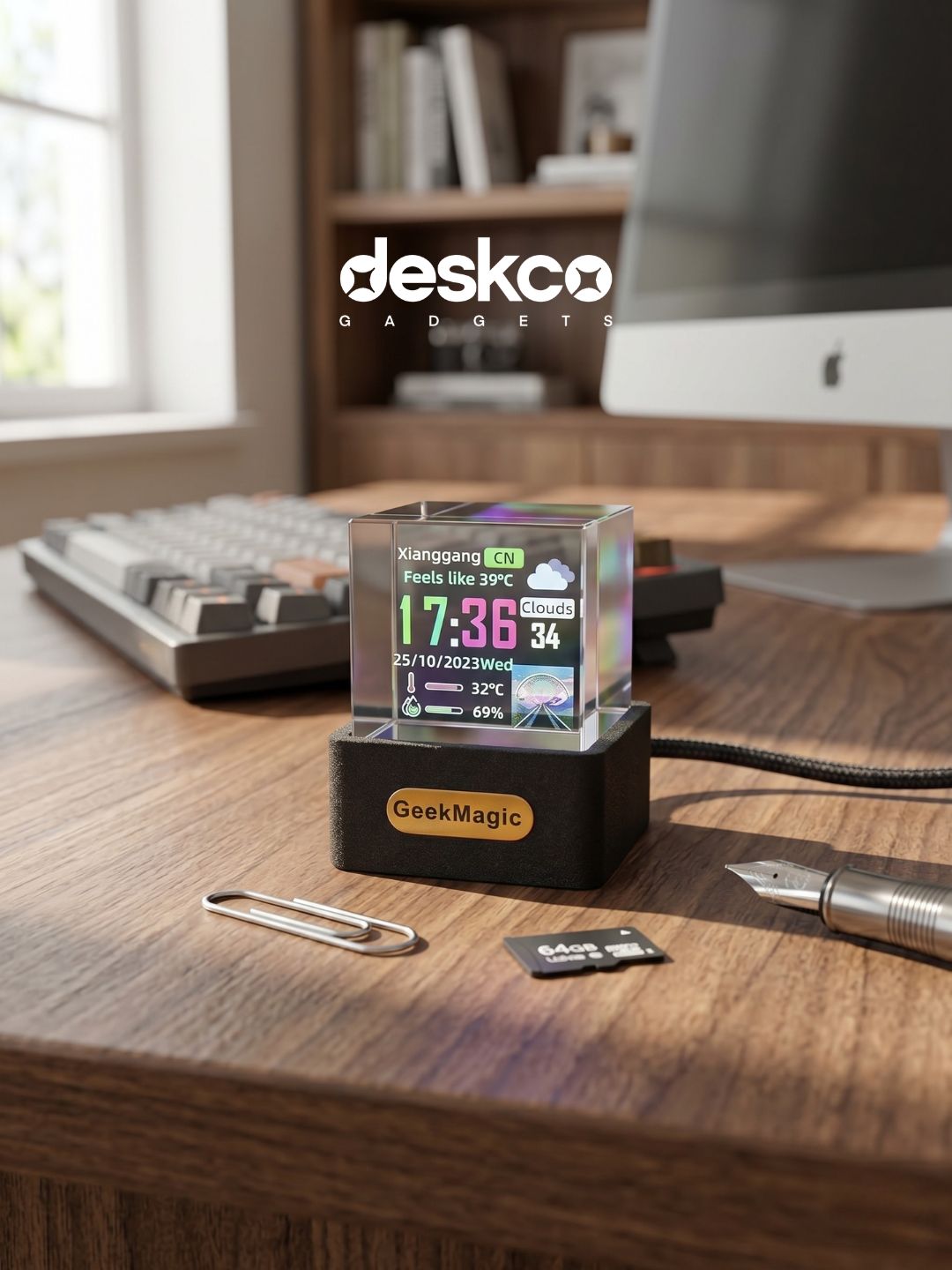 GeekMagic HoloCube Lite | Smart WiFi Desk Clock & GIF Display