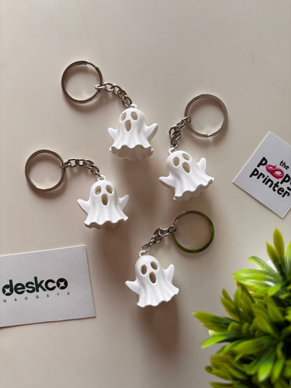 Cute White Ghost 3D Printed Keychain Accessory