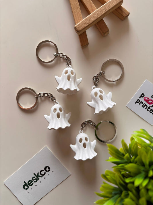 Cute White Ghost 3D Printed Keychain Accessory