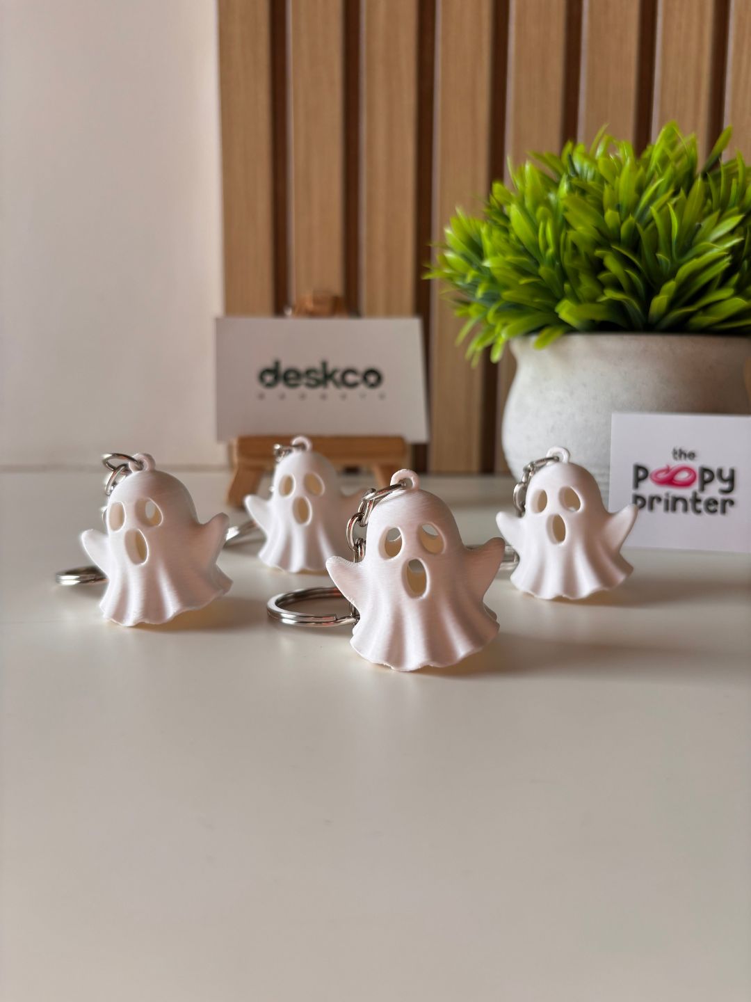 Cute White Ghost 3D Printed Keychain Accessory