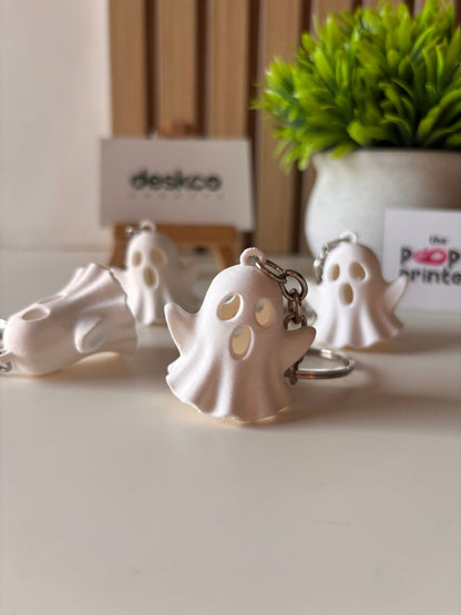 Cute White Ghost 3D Printed Keychain Accessory