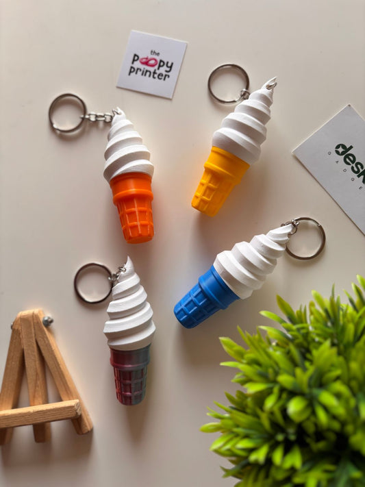 Cute Ice Cream Lip Balm Holder 3D Printed Keychain