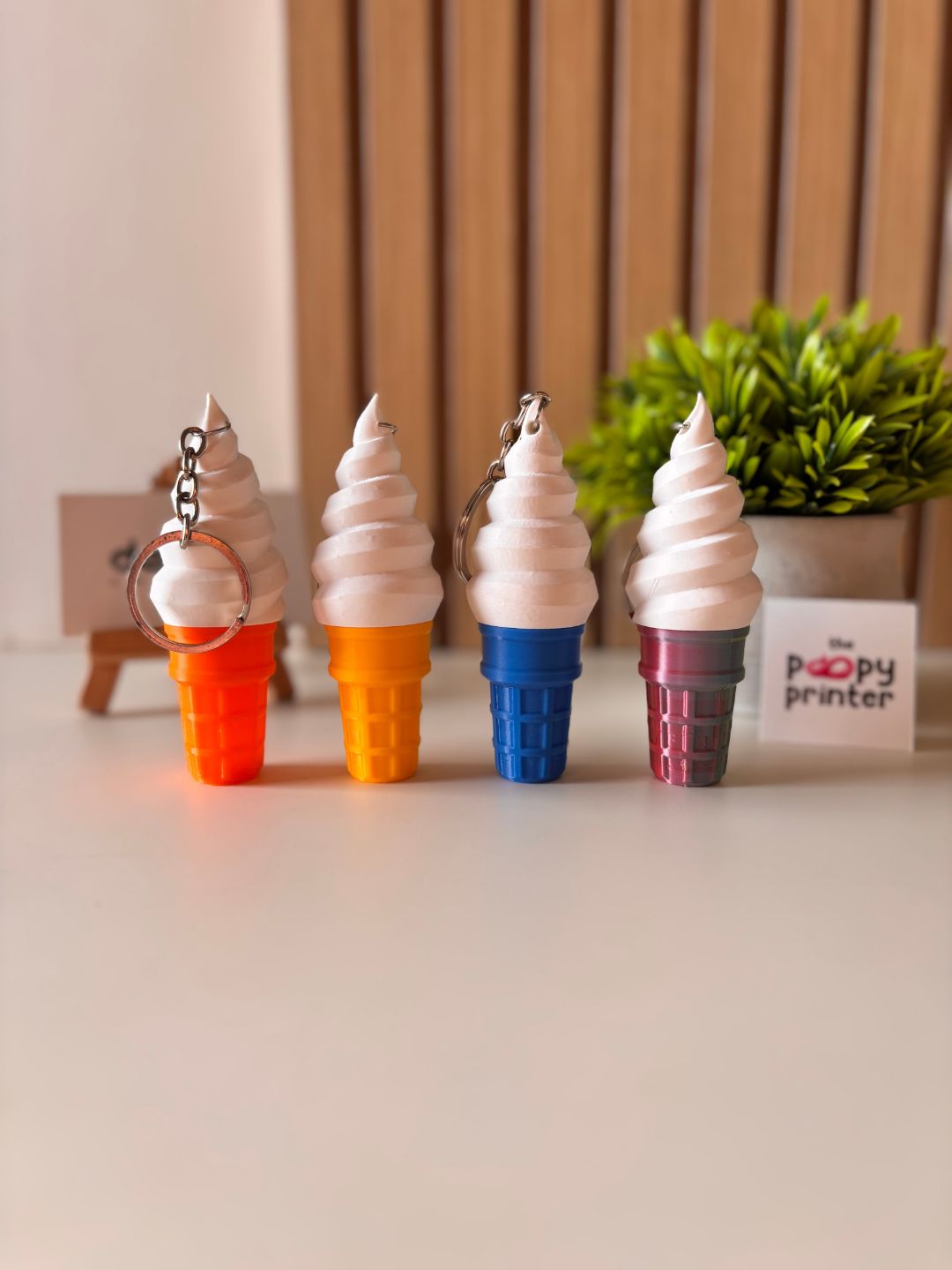 Cute Ice Cream Lip Balm Holder 3D Printed Keychain