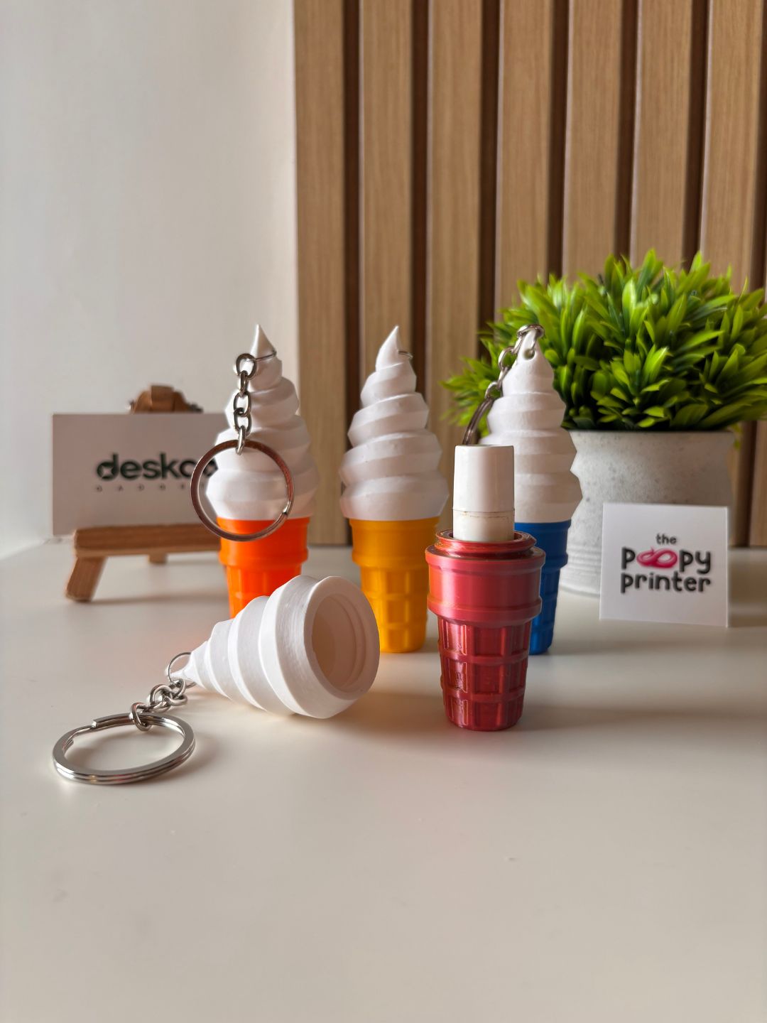 Cute Ice Cream Lip Balm Holder 3D Printed Keychain