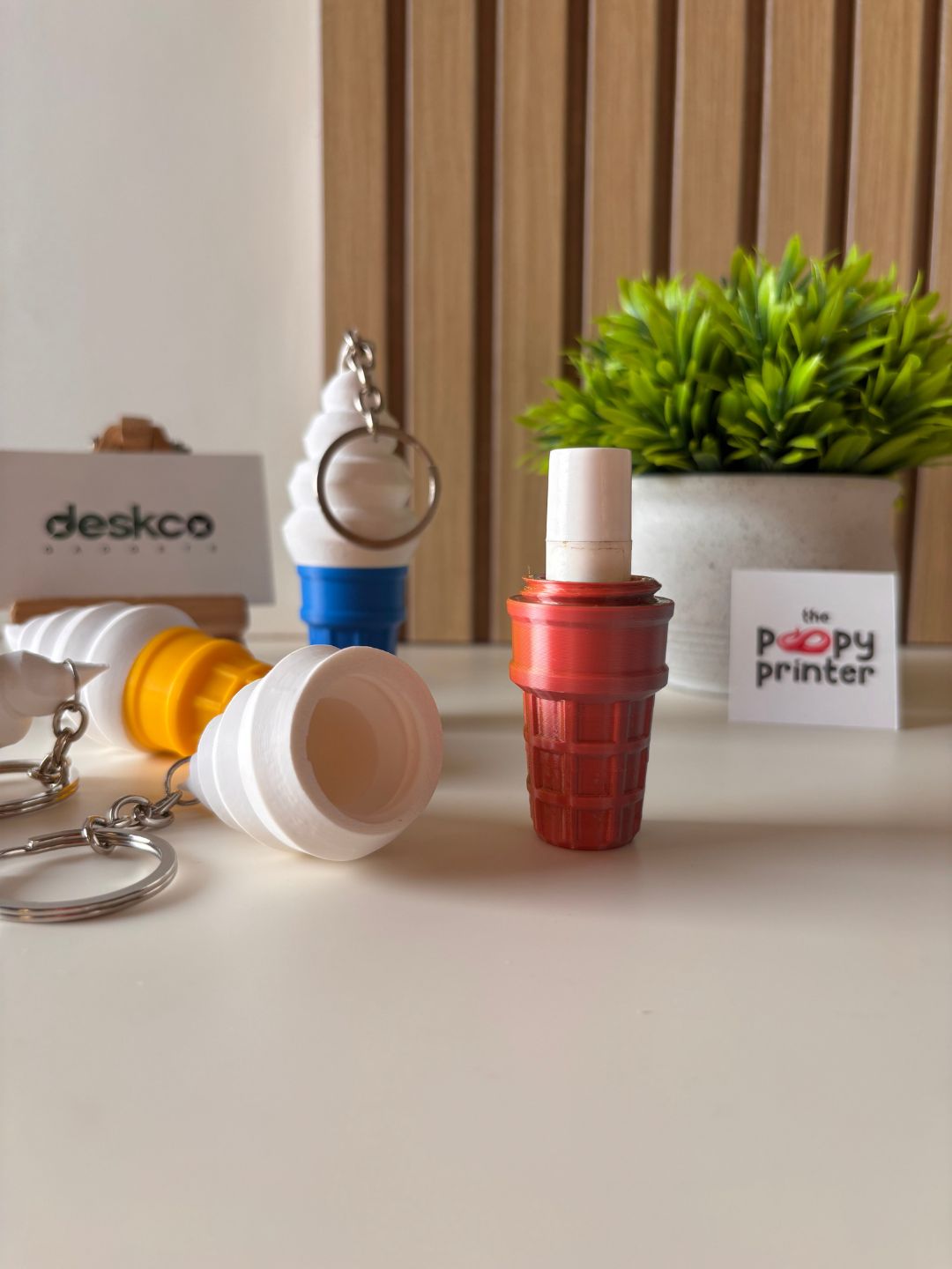Cute Ice Cream Lip Balm Holder 3D Printed Keychain