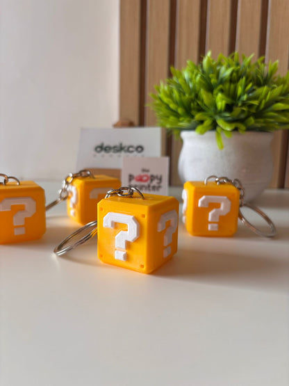 Retro Video Game Mystery Block 3D Printed Keychain