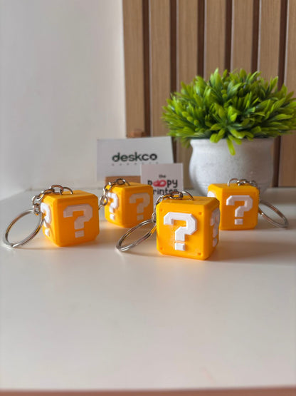 Retro Video Game Mystery Block 3D Printed Keychain